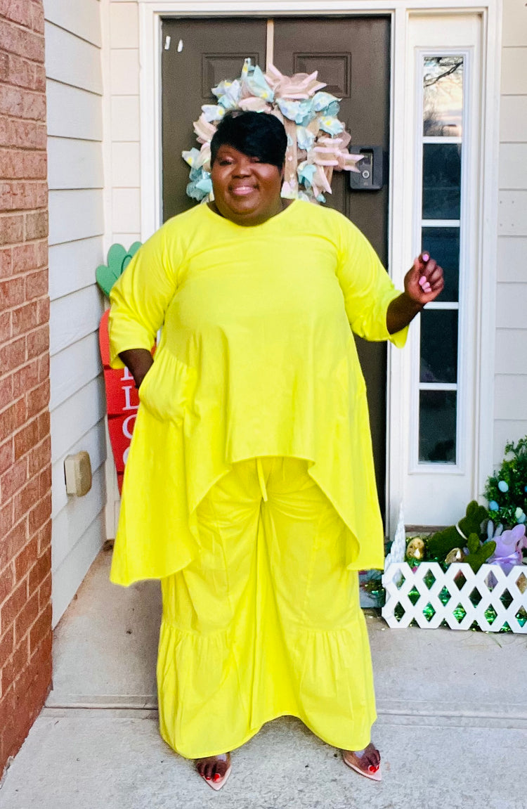 Key Lime Hi-Low Linen Two Piece Set