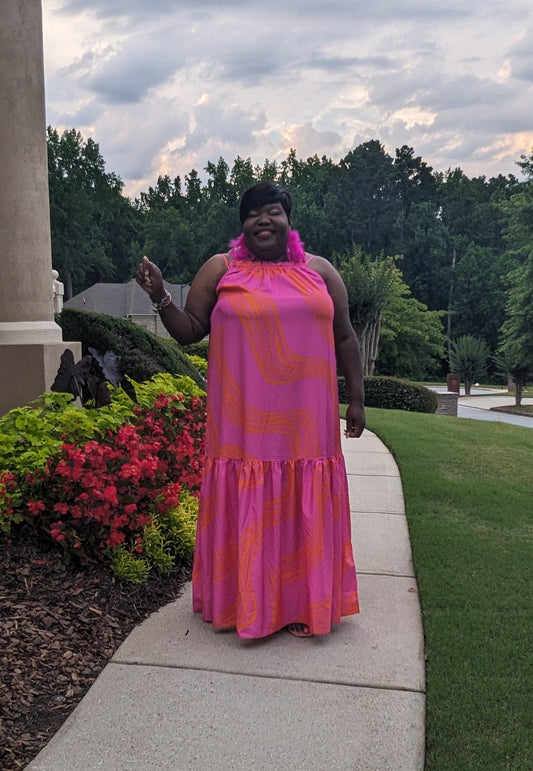 Popping Pink Swirl Maxi Dress